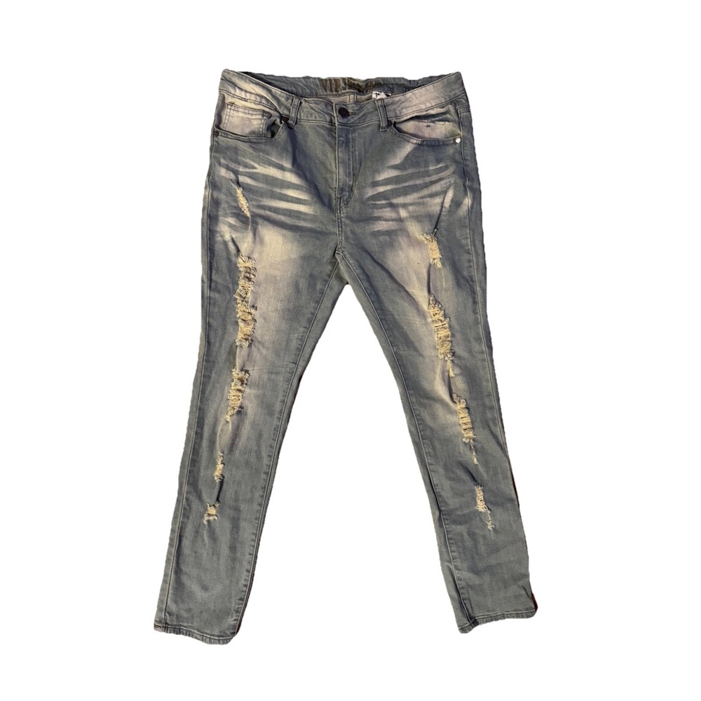 V.I.P. Jeans Size 15/16 Light Wash Distressed Ripped‎ Skinny Stretch Denim